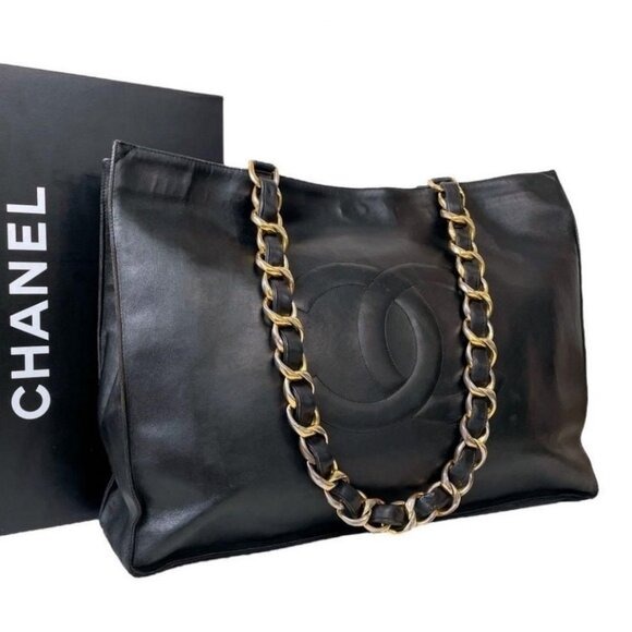 Authentic CHANEL Jumbo XL Shopping Tote Timeless Classic Black