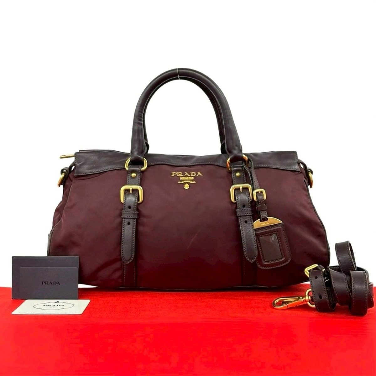 Prada Tessuto 2-Way Wine Red — Sleek Nostalgia